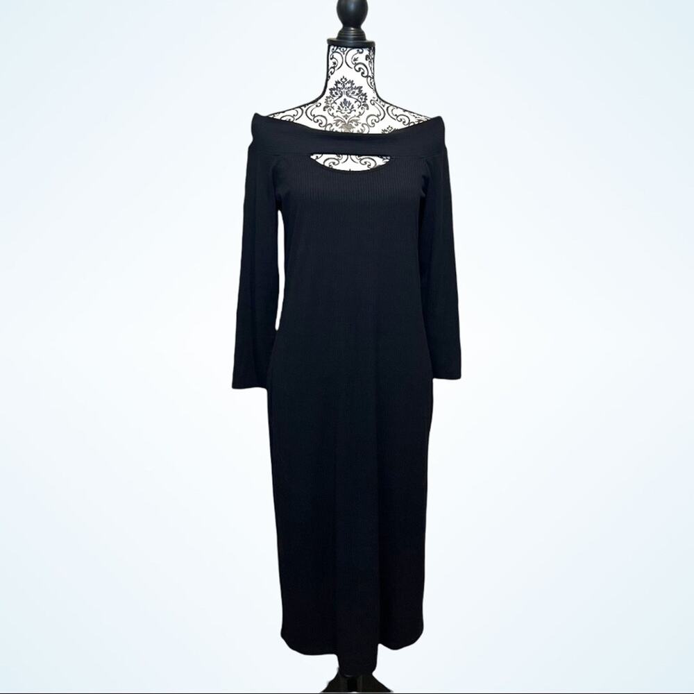 Maurice’s Black Ribbed Midi Dress size M